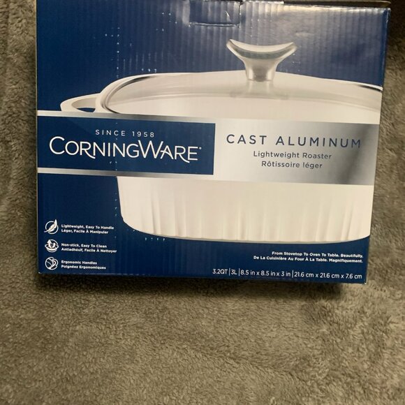 Corningware 3.2Qt Aluminum Roaster W/ Lid Lightweight White Medium New - Picture 3 of 4